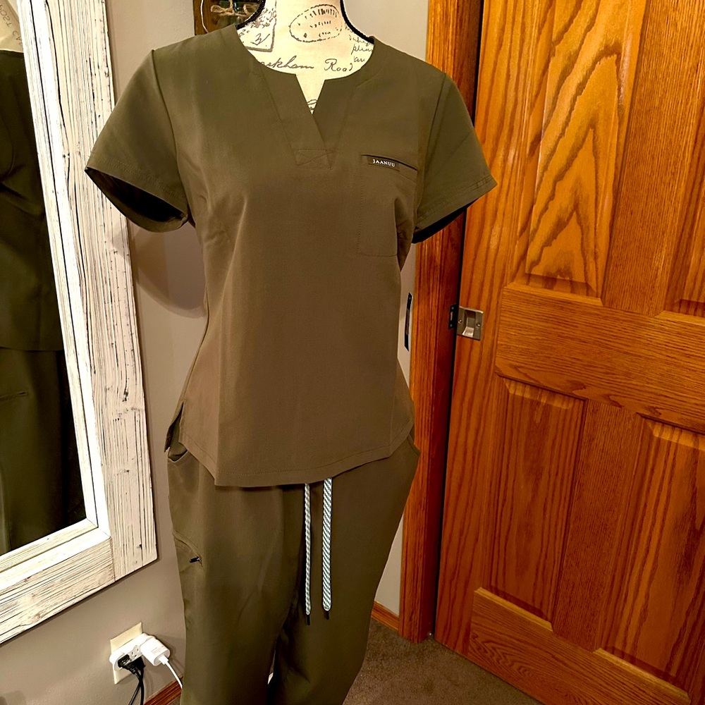Jaanuu Olive Green Scrub Set